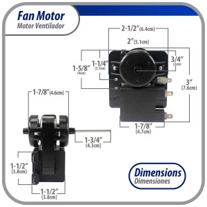 Appli Parts APFM-1638 Evaporator Fan Motor for refrigerators and freezers 110 V, 60 Hz, 0.12 A, 7.5 W, 2500 rpm, CCW, Shaft Length 1-3/4 in replaces 200D2940P005, 200D2940P011, P009, WR01F01638