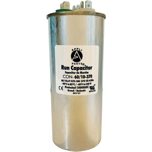 Appli Parts Dual Run Capacitor for ac 60+10 Mfd uF (microfarads) 370VAC CBB65 Round Universal fit for hvac and other applications 2-1/4 in Wide 5-1/2 in Height CON-60/10-370-R
 Appli Parts Dual Run Capacitor for ac 60+10 Mfd uF (microfarads) 370VAC CBB65 Round Universal fit for hvac and other applications 2-1/4 in Wide 5-1/2 in Height CON-60/10-370-R