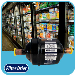 Appli Parts APFD-053S 3/8 in Liquid Line Refrigerant AC Filter Drier hvac Refrigeration 053S ODF Sweat Solder connection universal unidirectional 4-1/2 in long 2 in wide Appli Parts APFD-053S 3/8 in Liquid Line Refrigerant AC Filter Drier hvac Refrigeration 053S ODF Sweat Solder connection universal unidirectional 4-1/2 in long 2 in wide