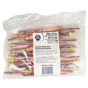 Appli Parts APFD-115S 10 Units of Copper Liquid line liquid line filter dryer with Charging Service Valve 1/4 x1 /4 in 15g 0.53oz for universal refrigeration and air conditioner applications Appli Parts APFD-115S 10 Units of Copper Liquid line liquid line filter dryer with Charging Service Valve 1/4 x1 /4 in 15g 0.53oz for universal refrigeration and air conditioner applications