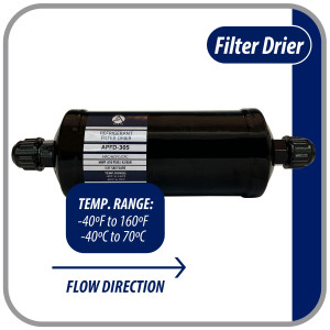 Appli Parts APFD-305 5/8 in Liquid Line Refrigerant AC Filter Drier hvac Refrigeration 305 SAE Flare connection universal unidirectional 10-1/2 in long 3-1/4 in wide Appli Parts APFD-305 5/8 in Liquid Line Refrigerant AC Filter Drier hvac Refrigeration 305 SAE Flare connection universal unidirectional 10-1/2 in long 3-1/4 in wide