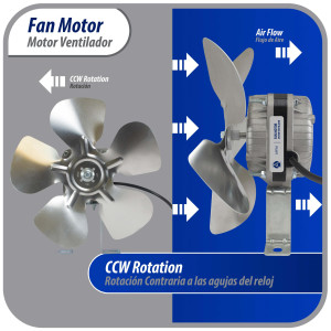 Appli Parts APFM-51E 5W refrigeration condenser and evaporator motor 115V 60Hz 0.4A 1450rpm includes base and 8in aluminum Fan Blade CCW shaft end Universal fit Appli Parts APFM-51E 5W refrigeration condenser and evaporator motor 115V 60Hz 0.4A 1450rpm includes base and 8in aluminum Fan Blade CCW shaft end Universal fit