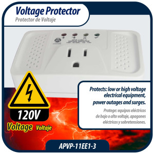 Appli Parts APVP-11EE1-3 120 V Voltage Surge Protector for Refrigerators, 50/60 Hz, 12 A, 140 joules, regulator with time delay works with all electronic appliance brands  Appli Parts APVP-11EE1-3 120 V Voltage Surge Protector for Refrigerators, 50/60 Hz, 12 A, 140 joules, regulator with time delay works with all electronic appliance brands