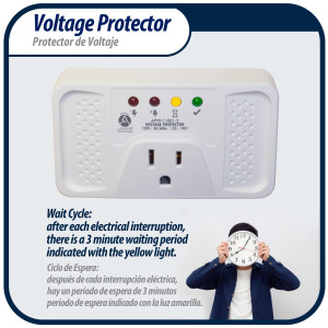Appli Parts APVP-11EE1-3 120 V Voltage Surge Protector for Refrigerators, 50/60 Hz, 12 A, 140 joules, regulator with time delay works with all electronic appliance brands  Appli Parts APVP-11EE1-3 120 V Voltage Surge Protector for Refrigerators, 50/60 Hz, 12 A, 140 joules, regulator with time delay works with all electronic appliance brands