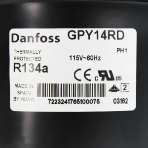 Danfoss GPY14RDA 1/2HP+ R134a Fractional Refrigeration Compressor MHBP 115/1/60 (V/Ph/Hz) 123B1584 Danfoss GPY14RDA 1/2HP+ R134a Fractional Refrigeration Compressor MHBP 115/1/60 (V/Ph/Hz) 123B1584
