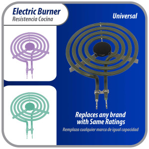 Appli Parts MP15YA Electric Range Burner Heater Element 4 Turns, 6 in, 1500 W, 240 V. Compatible General Electric Whirlpool 660532, WP660532, WB30T10073, SU205, 660532, TS4W6215, 404080, 5303310283