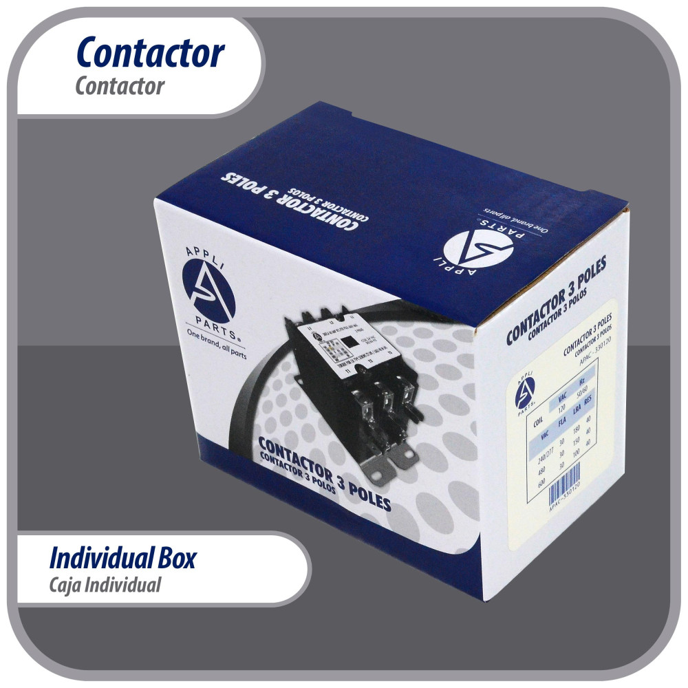 Appli Parts APAC-330120 Heavy Duty Contactor 3 Poles 30A 120V Coil Replacement for AC Compressors and Electrical Applications UL Certified E476929 Appli Parts APAC-330120 Heavy Duty Contactor 3 Poles 30A 120V Coil Replacement for AC Compressors and Electrical Applications UL Certified E476929