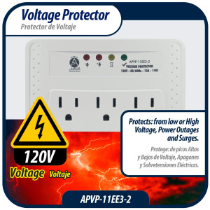 Appli Parts APVP-11EE3-2 120 V Voltage Surge Protector 50/60 Hz, 12 A, 140 joules for up to 3 Small Appliances Appli Parts APVP-11EE3-2 120 V Voltage Surge Protector 50/60 Hz, 12 A, 140 joules for up to 3 Small Appliances