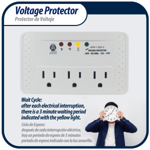 Appli Parts APVP-11EE3-2 120 V Voltage Surge Protector 50/60 Hz, 12 A, 140 joules for up to 3 Small Appliances Appli Parts APVP-11EE3-2 120 V Voltage Surge Protector 50/60 Hz, 12 A, 140 joules for up to 3 Small Appliances