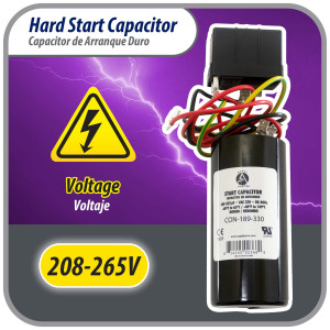 Appli Parts APHS-2 3.5 to 4.5 TON Hard Start kit 208-265 V, 1 Ph for air conditioner includes Capacitor 189-227mfd 330V and Potential Relay for Air Conditioner scroll and reciprocating compressors Appli Parts APHS-2 3.5 to 4.5 TON Hard Start kit 208-265 V, 1 Ph for air conditioner includes Capacitor 189-227mfd 330V and Potential Relay for Air Conditioner scroll and reciprocating compressors