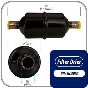 Appli Parts APFD-084S 1/2 in Liquid Line Refrigerant AC Filter Drier hvac Refrigeration 084S ODF Sweat Solder connection universal unidirectional 6in long 2 in wide Appli Parts APFD-084S 1/2 in Liquid Line Refrigerant AC Filter Drier hvac Refrigeration 084S ODF Sweat Solder connection universal unidirectional 6in long 2 in wide