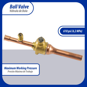 Appli Parts APBV-038 3/8 in Shut Off Ball Valve ODF Universal Replacement 610 psi (4.2 Mpa) max pressure -22 F to 248 F work temperature with 1/4 in SAE service port, with 6-1/2 in overall length Appli Parts APBV-038 3/8 in Shut Off Ball Valve ODF Universal Replacement 610 psi (4.2 Mpa) max pressure -22 F to 248 F work temperature with 1/4 in SAE service port, with 6-1/2 in overall length