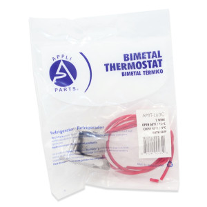 Appli Parts APBT-L60C Bimetal Thermostat 2 Wire, Open 60 F and Close 40 F, With Clip, red and red colored wires, Reference BIM-60 / Thermodisc Appli Parts APBT-L60C Bimetal Thermostat 2 Wire, Open 60 F and Close 40 F, With Clip, red and red colored wires, Reference BIM-60 / Thermodisc