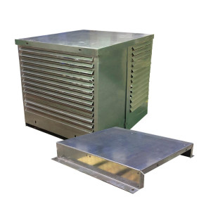 Outdoor Enclosure Condensing Units Con-Pak PSE-181D, 27L x 20W x 20H in, 20 Ga. Embossed Galvanized Steel Cabinet, Galvanized Base, Hinged Access, Wind Latch, 45 Deg. Louvers, Rain Trough, Fasteners