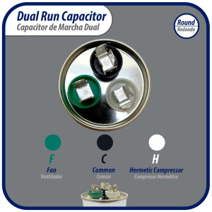 Appli Parts Dual Run Capacitor for ac 35+5 Mfd uF (microfarads) 370VAC or 450VAC CBB65 Round Universal fit for hvac and other applications 4-5/8 in High 2 in Wide CON-35/5-450
 Appli Parts Dual Run Capacitor for ac 35+5 Mfd uF (microfarads) 370VAC or 450VAC CBB65 Round Universal fit for hvac and other applications 4-5/8 in High 2 in Wide CON-35/5-450
