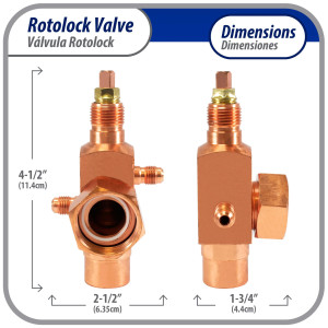 Appli Parts APRV-VA05 Rotolock Valve V05 1-1/4 in x 7/8 in ODF solder connection Universal replacement valve will work for refrigeration and air conditioning systems Appli Parts APRV-VA05 Rotolock Valve V05 1-1/4 in x 7/8 in ODF solder connection Universal replacement valve will work for refrigeration and air conditioning systems