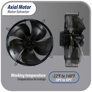 Appli Parts AXF-350-1 13-3/4 in Axial Fan Motor Guard Mounted Fan Blade 115V, 1 Ph, 50-60 Hz, 180W, 1550 rpm, Universal replacement for Cold Room Evaporators, Condensing Units, Work Temp -22F to 140F