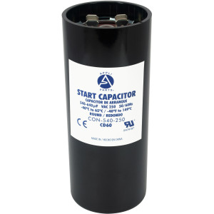Appli Parts motor start capacitor 540-640 Mfd (microfarads) uF 250 VAC universal fit for electric motor applications 1-3/4 in Diameter 4-3/8 in Height CON-540-250
 Appli Parts motor start capacitor 540-640 Mfd (microfarads) uF 250 VAC universal fit for electric motor applications 1-3/4 in Diameter 4-3/8 in Height CON-540-250