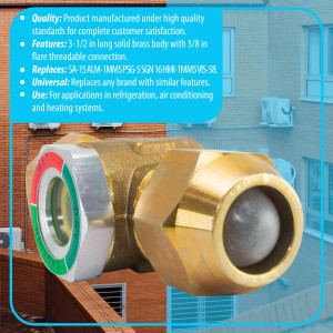 Appli Parts APSG-58 5/8 in Sight Glass and liquid moisture indicator Flare connections with take-apart Body for HVAC/R installations suitable for CFC HCFC HFC refrigerants Appli Parts APSG-58 5/8 in Sight Glass and liquid moisture indicator Flare connections with take-apart Body for HVAC/R installations suitable for CFC HCFC HFC refrigerants