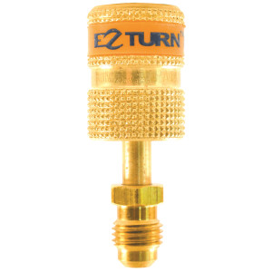 Uniweld Ez-Turn Anti-Blowback Mini Split Ductless Adaptador 1/4 in MF X 1/4 in FF R-410a, CFC, HCFC and HFC rated EZAB Uniweld Ez-Turn Anti-Blowback Mini Split Ductless Adaptador 1/4 in MF X 1/4 in FF R-410a, CFC, HCFC and HFC rated EZAB