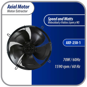 Appli Parts AXF-250-1 9-7/8 in Axial Fan Motor Guard Mounted Fan Blade 110 V, 1 Ph, 50-60 Hz, 70 W, 1590 rpm, Universal replacement for Cold Room Evaporators, Condensing Units, Work Temp -22F to 140F