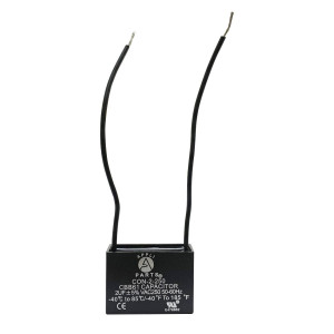 Appli Parts Fan Capacitor 2 mfd (microfarads) uf 250 VAC with 2 Wire Terminal Connections compatible with any brand with same capacitance 1-1/2in Width 5/8in Depth 1in Height CAP-2-250-2C Appli Parts Fan Capacitor 2 mfd (microfarads) uf 250 VAC with 2 Wire Terminal Connections compatible with any brand with same capacitance 1-1/2in Width 5/8in Depth 1in Height CAP-2-250-2C