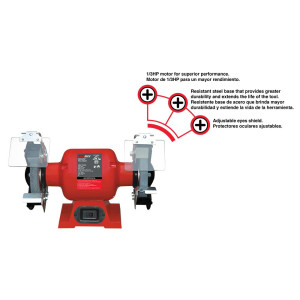 Promaker 6in Bench Grinder PRO-EB250
Voltage - Frequency: 120V - 60Hz
Amperage: 2.1AMP
Power: 250W(1/3HP)
Speed: 3400rpm
Chuck size: 6in x 3/4in x 1/2in
Weight: 26.40Lb
Cord: 6.5ft Promaker 6in Bench Grinder PRO-EB250
Voltage - Frequency: 120V - 60Hz
Amperage: 2.1AMP
Power: 250W(1/3HP)
Speed: 3400rpm
Chuck size: 6in x 3/4in x 1/2in
Weight: 26.40Lb
Cord: 6.5ft