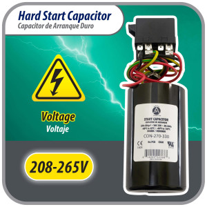 Appli Parts APHS-3 4 to 5 TON Hard Start kit 208-265 V, 1 Ph for air conditioner includes Capacitor 270-324mfd 330V and Potential Relay for Air Conditioner scroll and reciprocating compressors Appli Parts APHS-3 4 to 5 TON Hard Start kit 208-265 V, 1 Ph for air conditioner includes Capacitor 270-324mfd 330V and Potential Relay for Air Conditioner scroll and reciprocating compressors