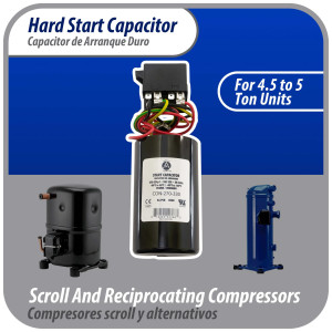 Appli Parts APHS-3 4 to 5 TON Hard Start kit 208-265 V, 1 Ph for air conditioner includes Capacitor 270-324mfd 330V and Potential Relay for Air Conditioner scroll and reciprocating compressors Appli Parts APHS-3 4 to 5 TON Hard Start kit 208-265 V, 1 Ph for air conditioner includes Capacitor 270-324mfd 330V and Potential Relay for Air Conditioner scroll and reciprocating compressors