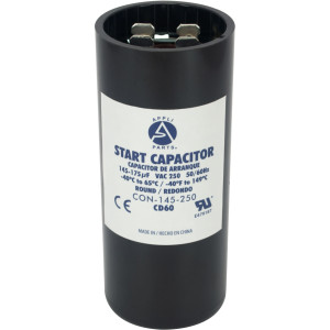 Appli Parts CON-145-250 Motor Start Capacitor 145-175 MFD uF, 250 VAC. Universal for Electric Motor Applications, 1.44 in Wide, 3.38 in Height