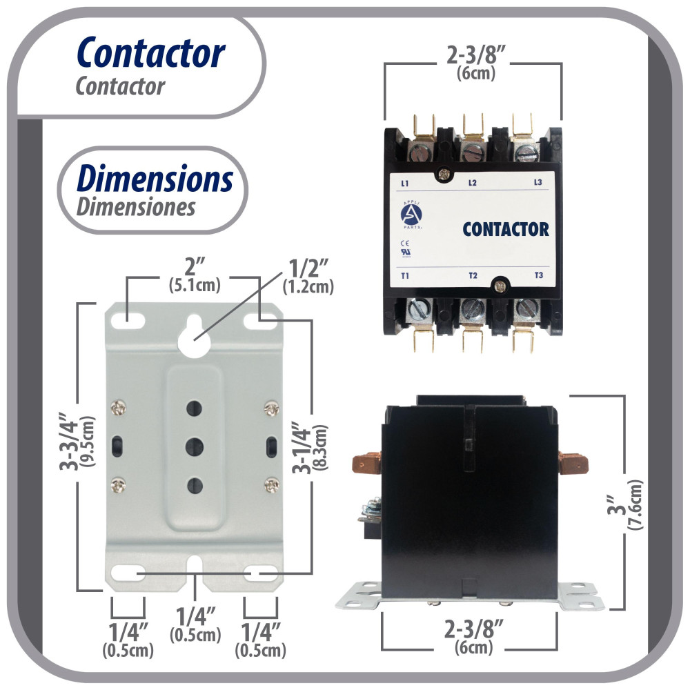 Appli Parts APAC-32024 Heavy Duty Contactor 3 Poles 20A 24V Coil Replacement for AC Compressors and Electrical Applications UL Certified E476929 Appli Parts APAC-32024 Heavy Duty Contactor 3 Poles 20A 24V Coil Replacement for AC Compressors and Electrical Applications UL Certified E476929