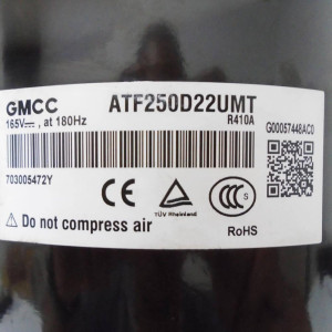 GMCC Compressor Rotary Inverter ATF250D22UMT Compatible with R410A, 11103020000319 Fits: EIVCU036CXXB EIHCU036CXXB EDEM036H18B EDEM030H18B MCHS30PSH2 MCHS36PSH2 