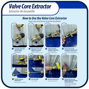 Appli Parts APT-VCR Valve Core Extractor Remover Tool with 1/4 to 5/16 in port adaptor Appli Parts APT-VCR Valve Core Extractor Remover Tool with 1/4 to 5/16 in port adaptor