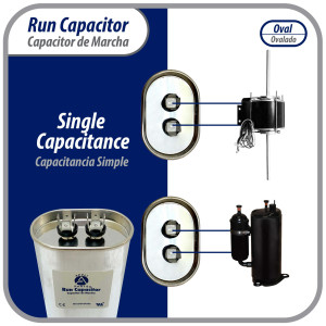 Appli Parts CON-30-370 Run Capacitor for ac 30 Mfd uF (microfarads) 370VAC CBB65 Oval Universal fit for hvac and other applications 2-7/8in Wide 1-7/8in Depth 3-1/4 in High in Wide