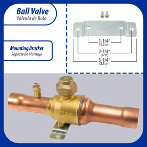 Appli Parts APBV-138 1-3/8 in Shut Off Ball Valve ODF Universal Replacement 610 psi (4.2 Mpa) max pressure -22 F to 248 F work temperature with 1/4 in SAE service port, with 10 in overall length Appli Parts APBV-138 1-3/8 in Shut Off Ball Valve ODF Universal Replacement 610 psi (4.2 Mpa) max pressure -22 F to 248 F work temperature with 1/4 in SAE service port, with 10 in overall length