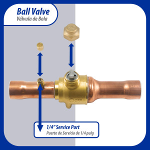 Appli Parts APBV-138 1-3/8 in Shut Off Ball Valve ODF Universal Replacement 610 psi (4.2 Mpa) max pressure -22 F to 248 F work temperature with 1/4 in SAE service port, with 10 in overall length Appli Parts APBV-138 1-3/8 in Shut Off Ball Valve ODF Universal Replacement 610 psi (4.2 Mpa) max pressure -22 F to 248 F work temperature with 1/4 in SAE service port, with 10 in overall length
