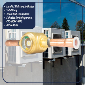Appli Parts APSG-38AS 3/8 in Sight Glass and liquid moisture indicator Solder connections with Solid Body for HVAC/R installations suitable for CFC HCFC HFC refrigerants Appli Parts APSG-38AS 3/8 in Sight Glass and liquid moisture indicator Solder connections with Solid Body for HVAC/R installations suitable for CFC HCFC HFC refrigerants