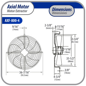 Appli Parts AXF-800-4 24-3/4 in Axial Fan Motor Guard Mounted Fan Blade 220-440 V, 3 Ph, 50-60 Hz, 2200 W, 1050 rpm, Universal replacement for Cold Room Evaporators and Condensing Units, Work Temp -22 F to 140 F  Appli Parts AXF-800-4 24-3/4 in Axial Fan Motor Guard Mounted Fan Blade 220-440 V, 3 Ph, 50-60 Hz, 2200 W, 1050 rpm, Universal replacement for Cold Room Evaporators and Condensing Units, Work Temp -22 F to 140 F