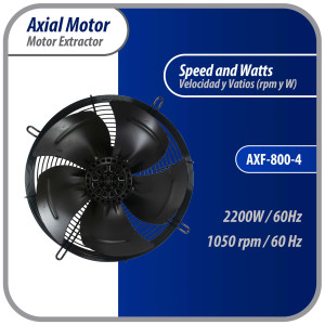 Appli Parts AXF-800-4 31-1/2 in Axial Fan Motor Guard Mounted Fan Blade 220-440V, 3Ph, 50-60Hz 2200W 1050rpm, Universal replacement for Cold Room Evaporators, Condensing Units, Work Temp -22F to 140F