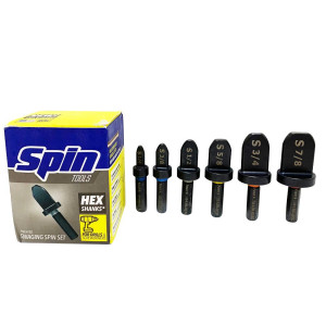 Swaging Spin Set 6 Tools Per Set: 1/4in, 3/8in, 1/2in, 5/8in, 3/4in, 7/8in S6000 Swaging Spin Set 6 Tools Per Set: 1/4in, 3/8in, 1/2in, 5/8in, 3/4in, 7/8in S6000