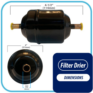 Appli Parts APFD-052S 1/4 in Liquid Line Refrigerant AC Filter Drier hvac Refrigeration 052S ODF Sweat Solder connection universal unidirectional 4-1/2 in long 2 in wide Appli Parts APFD-052S 1/4 in Liquid Line Refrigerant AC Filter Drier hvac Refrigeration 052S ODF Sweat Solder connection universal unidirectional 4-1/2 in long 2 in wide