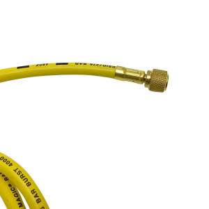 Uniweld H6BVY Manifold Hose 72 in, Yellow, 45 Bend with Valve, 1/4 in connection