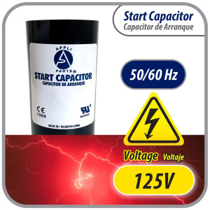 Appli Parts motor start capacitor 590-708 Mfd (microfarads) uF 110-125 VAC universal fit for electric motor applications 1-3/4 in Wide 3-3/8 in Height CON-590-110
 Appli Parts motor start capacitor 590-708 Mfd (microfarads) uF 110-125 VAC universal fit for electric motor applications 1-3/4 in Wide 3-3/8 in Height CON-590-110