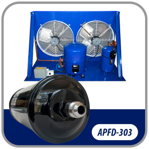 Appli Parts APFD-303 3/8 in Liquid Line Refrigerant AC Filter Drier hvac Refrigeration 303 SAE Flare connection universal unidirectional 10-1/2 in long 3-1/4 in wide Appli Parts APFD-303 3/8 in Liquid Line Refrigerant AC Filter Drier hvac Refrigeration 303 SAE Flare connection universal unidirectional 10-1/2 in long 3-1/4 in wide