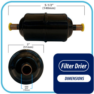 Appli Parts APFD-083S 3/8 in Liquid Line Refrigerant AC Filter Drier hvac Refrigeration 083S ODF Sweat Solder connection universal unidirectional 5-1/2 in long 2 in wide Appli Parts APFD-083S 3/8 in Liquid Line Refrigerant AC Filter Drier hvac Refrigeration 083S ODF Sweat Solder connection universal unidirectional 5-1/2 in long 2 in wide
