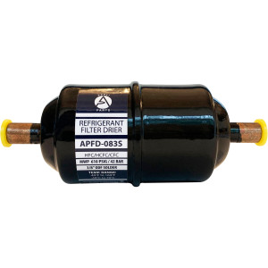 Appli Parts APFD-083S 3/8 in Liquid Line Refrigerant AC Filter Drier hvac Refrigeration 083S ODF Sweat Solder connection universal unidirectional 5-1/2 in long 2 in wide Appli Parts APFD-083S 3/8 in Liquid Line Refrigerant AC Filter Drier hvac Refrigeration 083S ODF Sweat Solder connection universal unidirectional 5-1/2 in long 2 in wide
