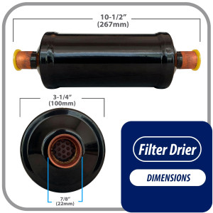 Appli Parts APFD-307S 7/8 in Liquid Line Refrigerant AC Filter Drier hvac Refrigeration 307S ODF Sweat Solder connection universal unidirectional 10-1/2 in long 3-1/4 in wide Appli Parts APFD-307S 7/8 in Liquid Line Refrigerant AC Filter Drier hvac Refrigeration 307S ODF Sweat Solder connection universal unidirectional 10-1/2 in long 3-1/4 in wide