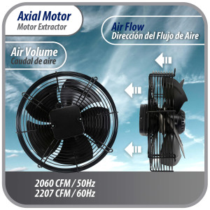 Appli Parts AXF-400 15-3/4 in Axial Fan Motor Guard Mounted Fan Blade 220V, 1 Ph, 50-60 Hz, 270W, 1510 rpm, Universal replacement for Cold Room Evaporators, Condensing Units, Work Temp -22F to 140F