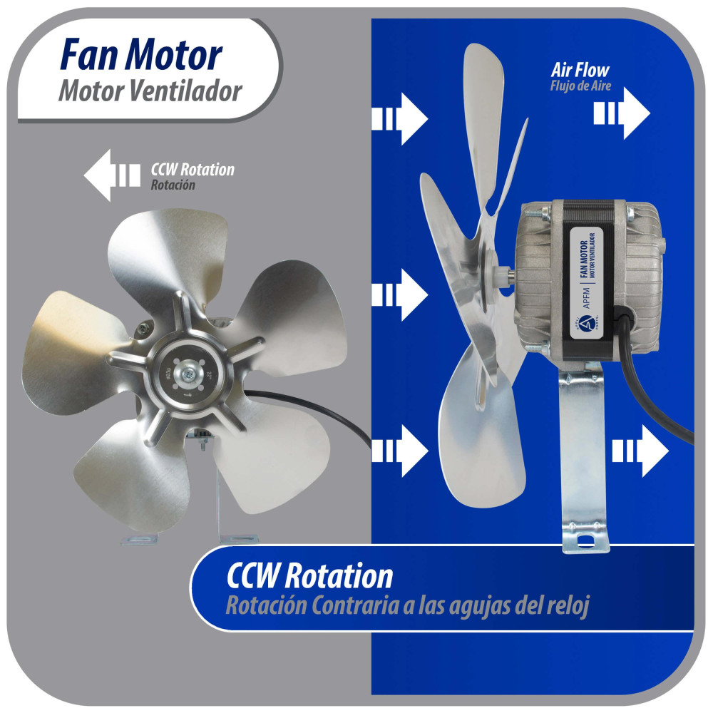 Appli Parts APFM-181E 18W Condenser and Evaporator Fan Motor 115V 60Hz 1.1A, Includes 10in Aluminum Fan Blade and Mounting Base, Universal Replacement for Commercial Refrigeration Units Appli Parts APFM-181E 18W Condenser and Evaporator Fan Motor 115V 60Hz 1.1A, Includes 10in Aluminum Fan Blade and Mounting Base, Universal Replacement for Commercial Refrigeration Units