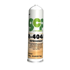 GCP Refrigerant Gas 1.43 lbs / 0.650kg. Compatible with R404A.